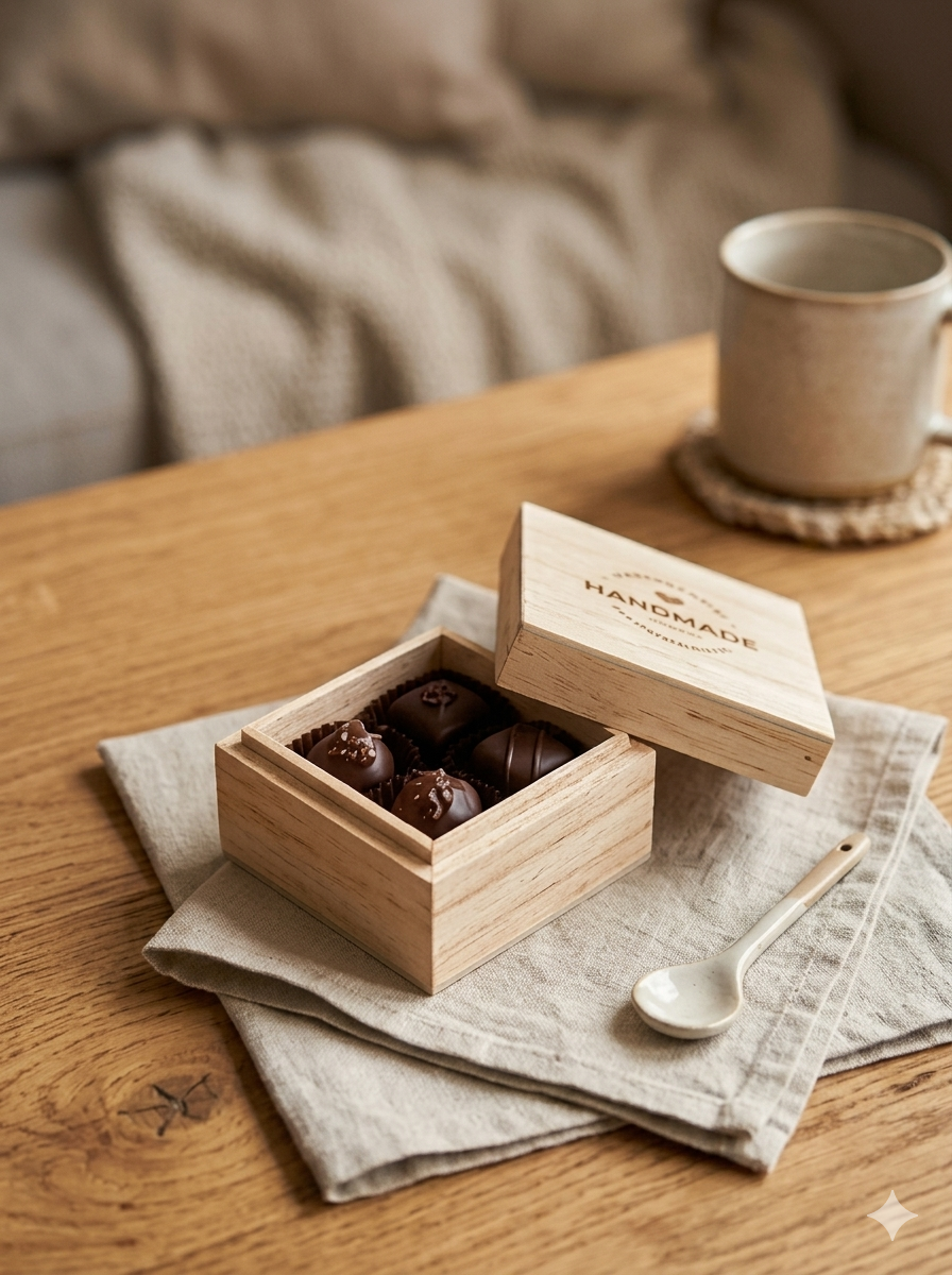 Caja de Madera Balsa para Bombones y Chocolates