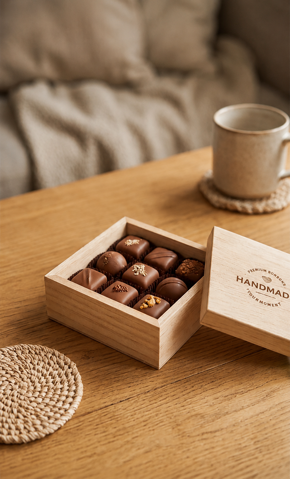 Caja de Madera Balsa para Bombones y Chocolates