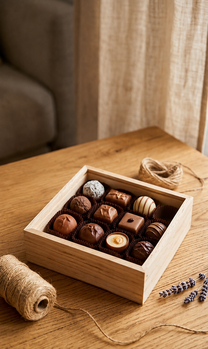 Caja de Madera Balsa para Bombones y Chocolates