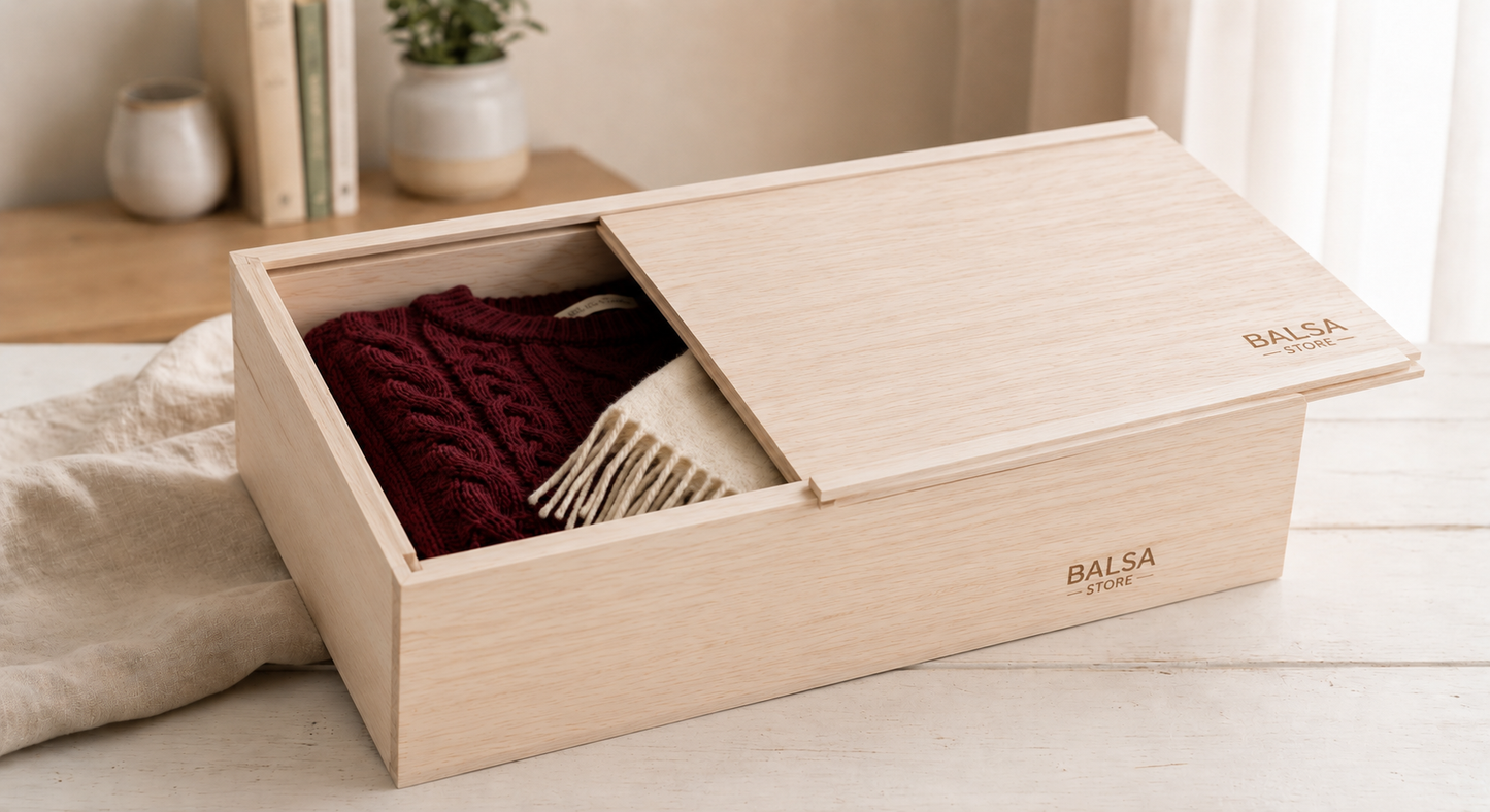 Caja de Regalo Artesanal en Madera Balsa